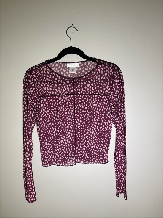 KIRIOUS LOS ANGELES Tops - Title: Kirious Los Angeles Purple Mesh Animal Print Long Sleeve Crop Top